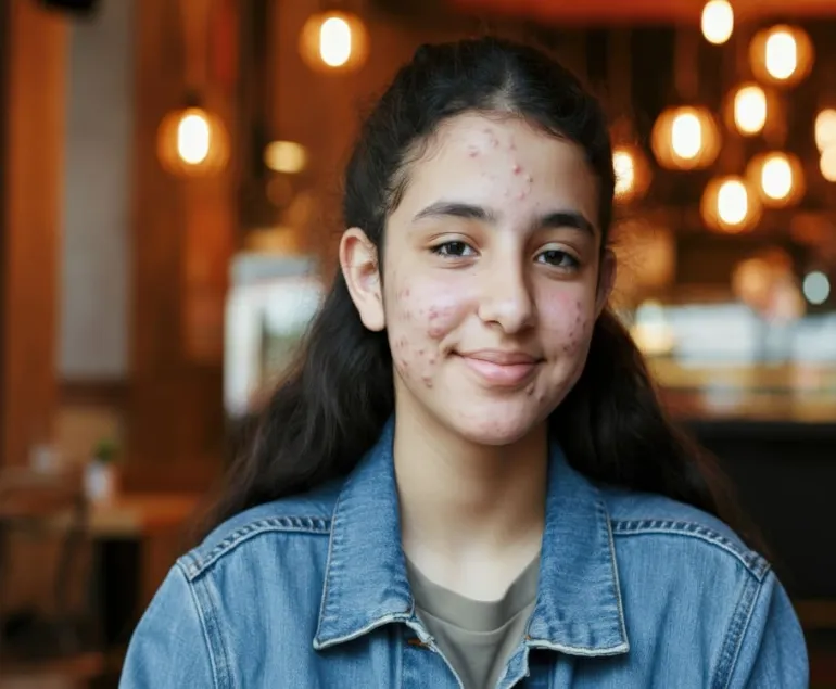 Indian-girl-with-facial-acne